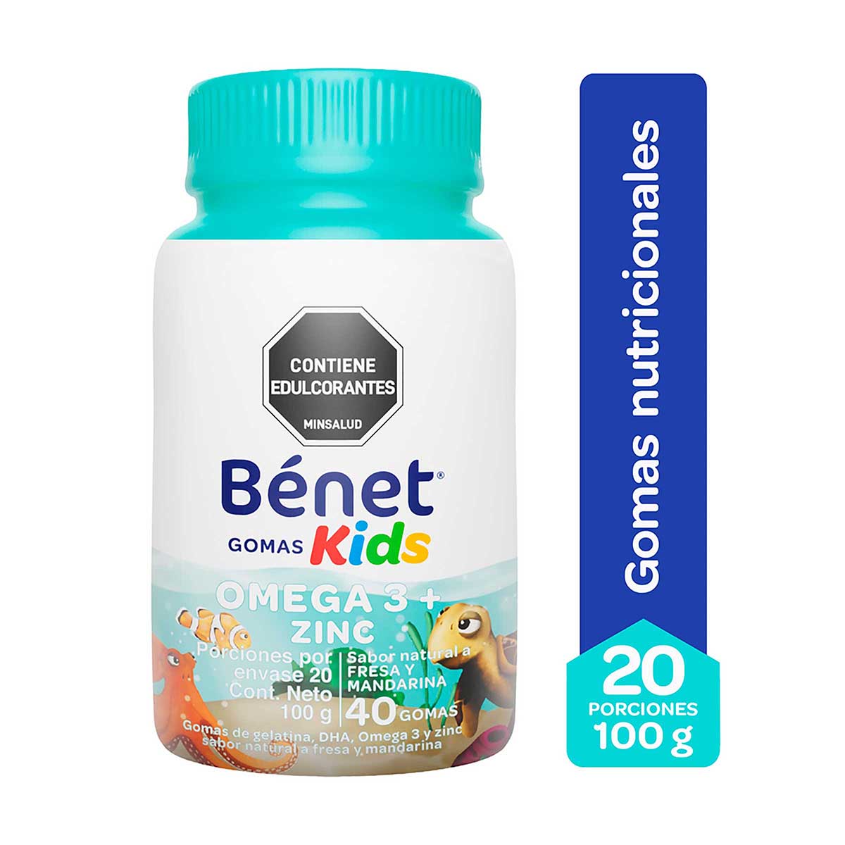 Gomas Bénet Kids Omega 3 + Zinc Fresa Mandarina Frasco x 60 uds