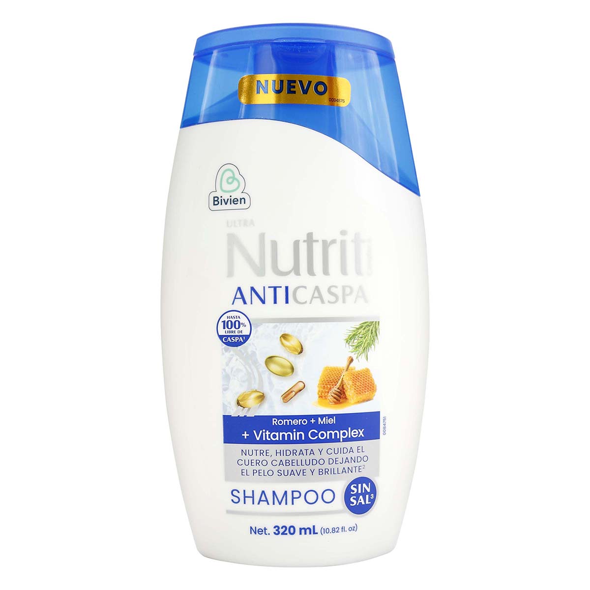 Shampoo Nutrit Anticaspa Romero y Miel Bivien Frasco x 320 mL