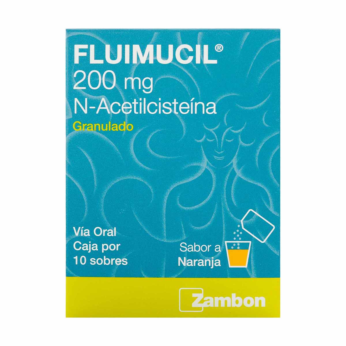 Fluimucil 200 mg Zambon Naranja Caja x 10 Sobres