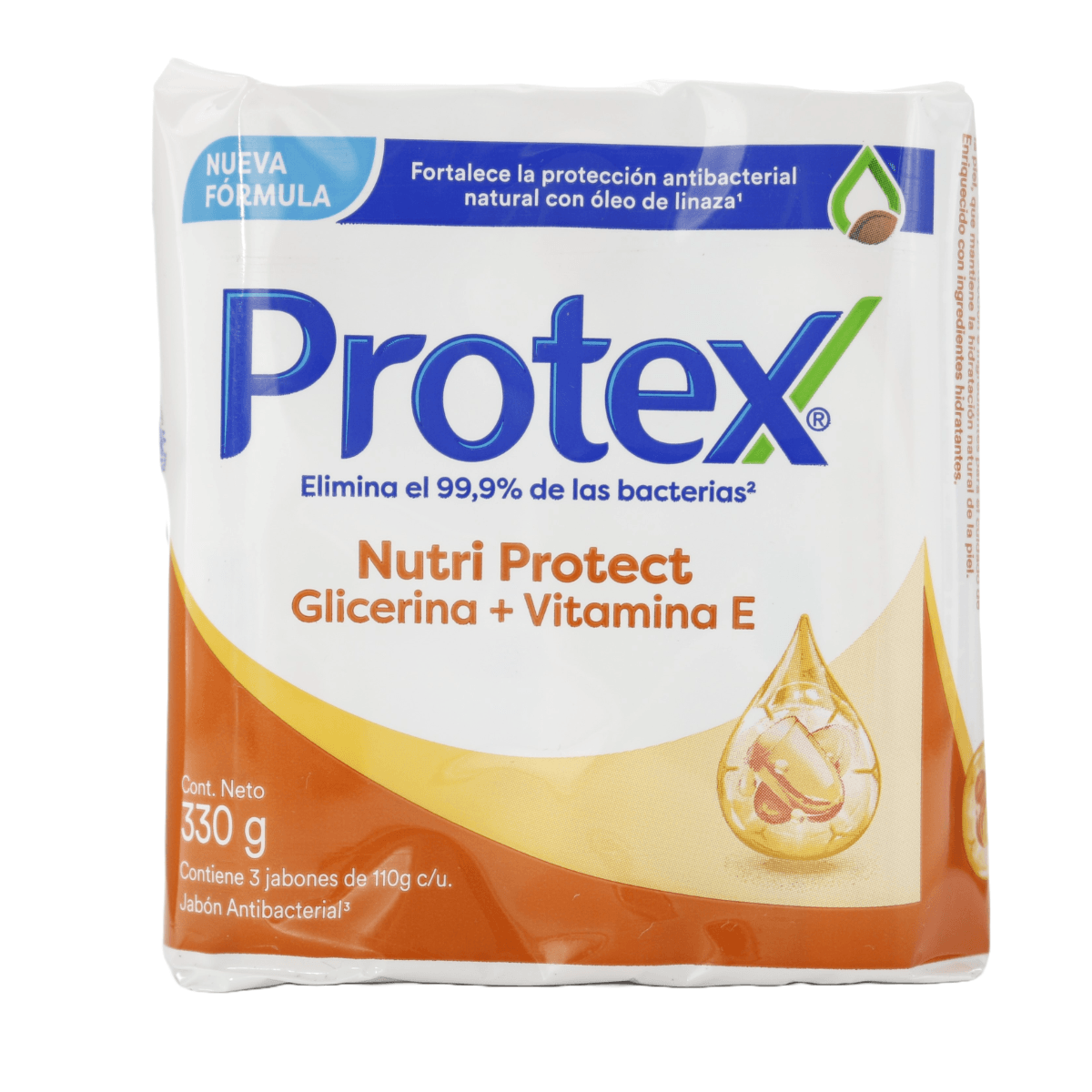 Jabón Antibacterial Protex Nutri Protect de 110 g Paquete x 3 uds