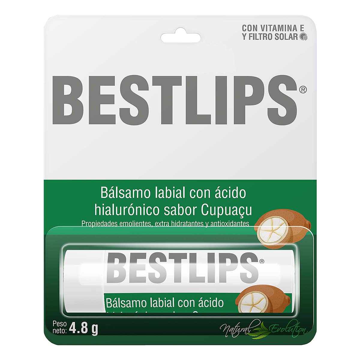 Bálsamo con Ácido Hialurónico Bestlips Sabor Cupuacu x 4.8 g