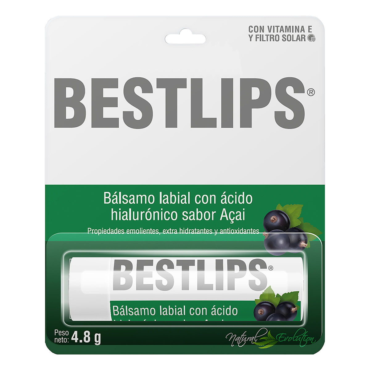 Bálsamo con Ácido Hialurónico Bestlips Sabor Acai x 4.8 g