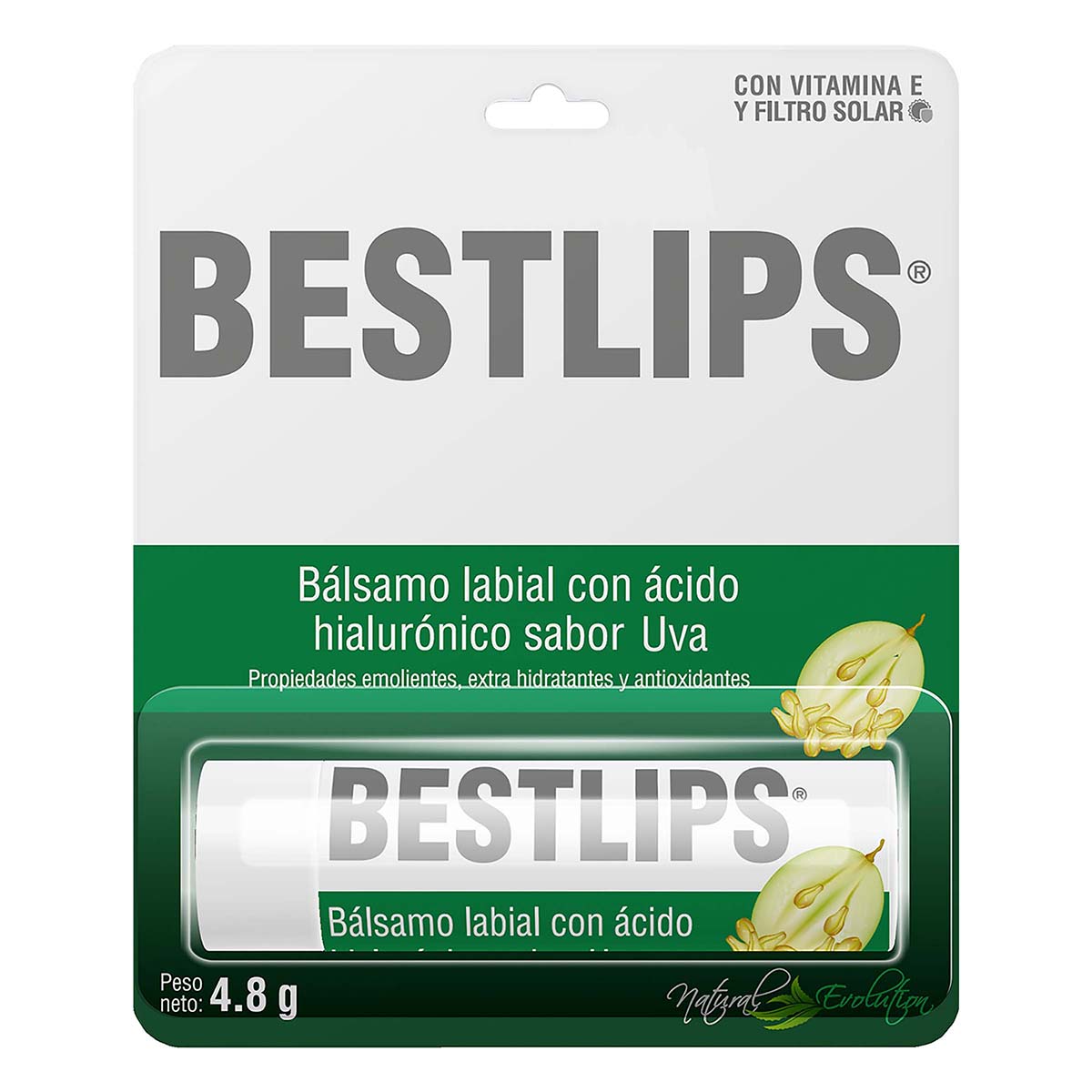 Bálsamo con Ácido Hialurónico Bestlips Sabor Uva x 4.8 g