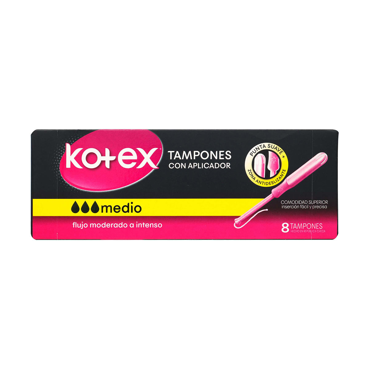 Tampón Kotex con Aplicador Medio Caja x 8 uds