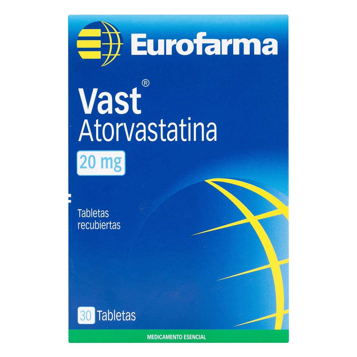 Vast 20 Mg Atorvastatina Eurofarma Caja X 30 Tabletas Recubiertas.