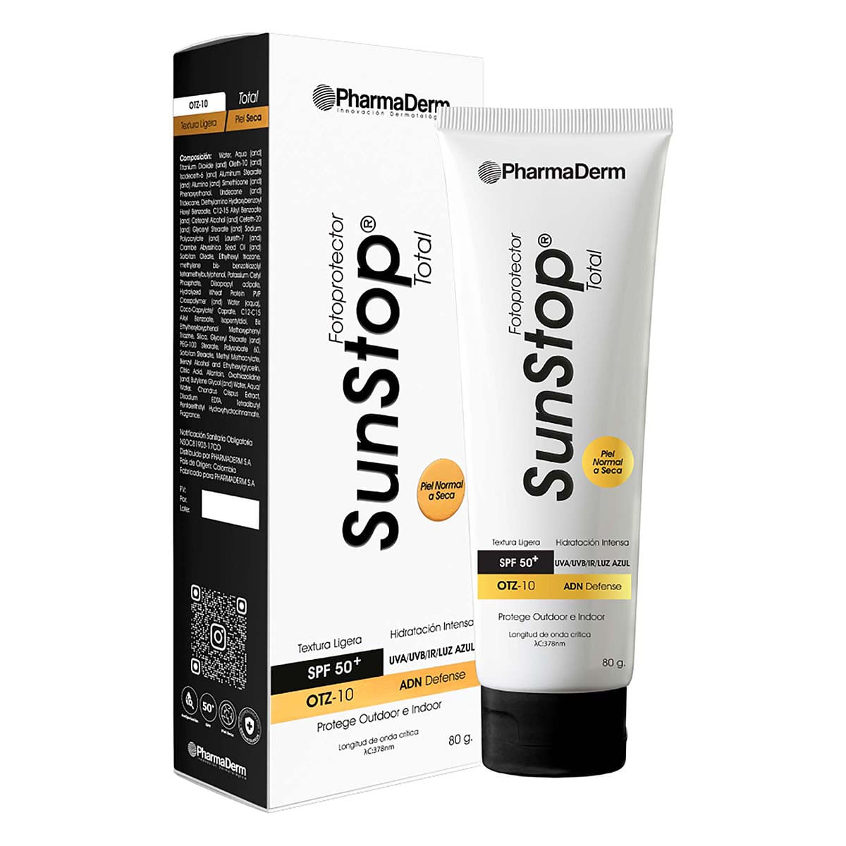 Protector Solar En Crema Sunstop Total Spf 50 Pharmaderm Tubo X 80 Ml.