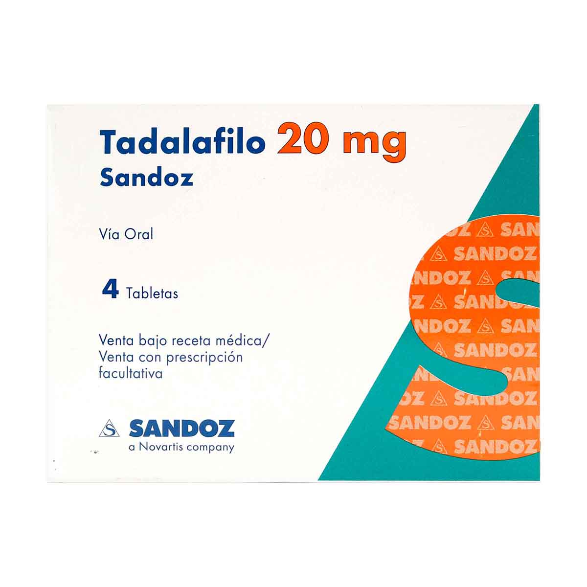 Tadalafilo 20 Mg Sandoz Caja X 4 Tabletas.
