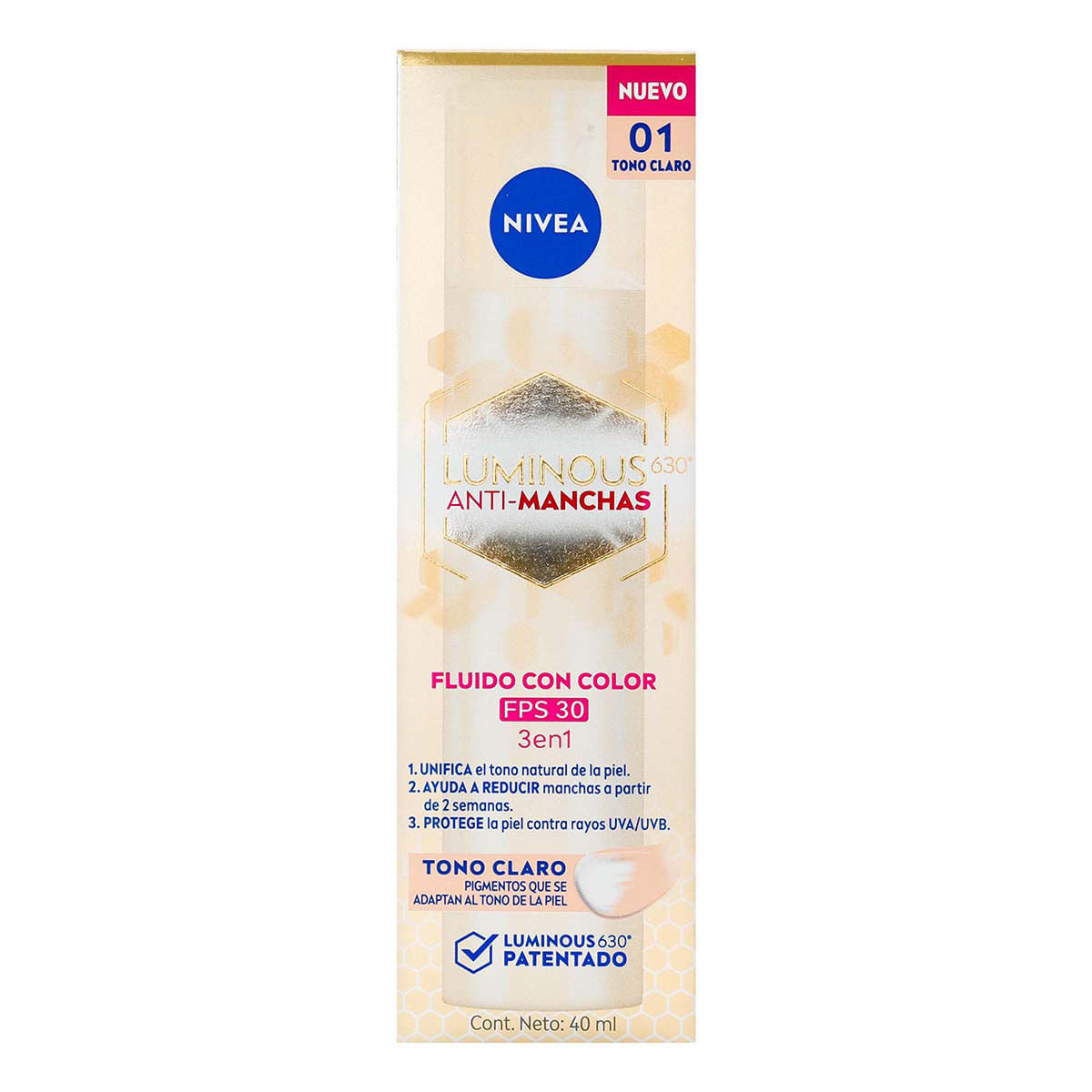 Fluido con Color Tono Claro FPS 30 Luminous 630 Anti-Manchas Nivea Frasco x 40 mL