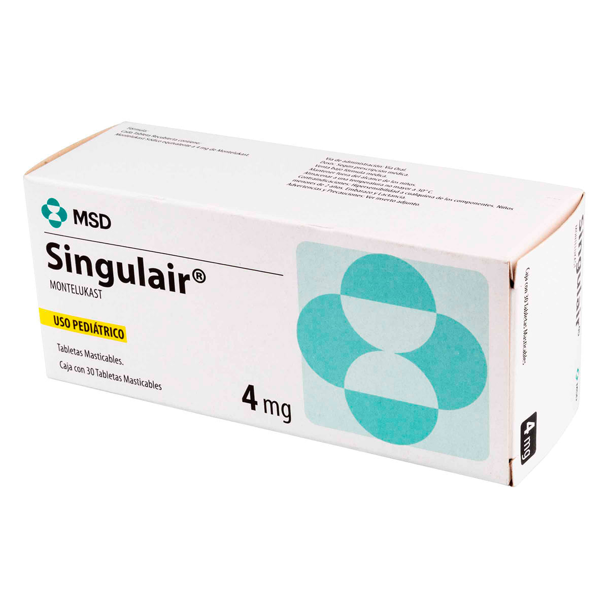 Singulair 4 Mg Msd Caja X 30 Tabletas Masticables.