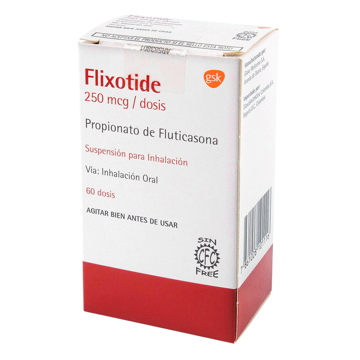 Suspensión Para Inhalación Flixotide 250 Mcg Gsk Caja X 60 Dosis.
