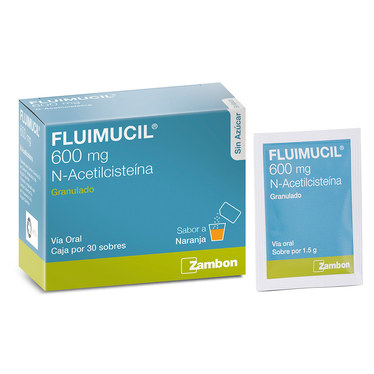 Fluimucil 600 Mg Zambon Naranja Caja X 30 Sobres.