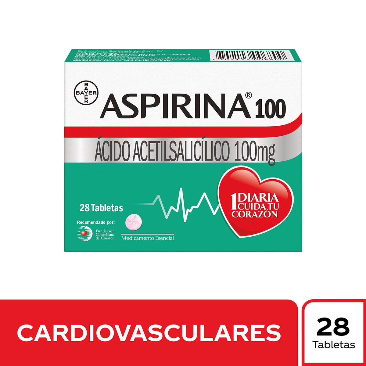 Aspirina 100 Mg Bayer Caja X 28 Tabletas.