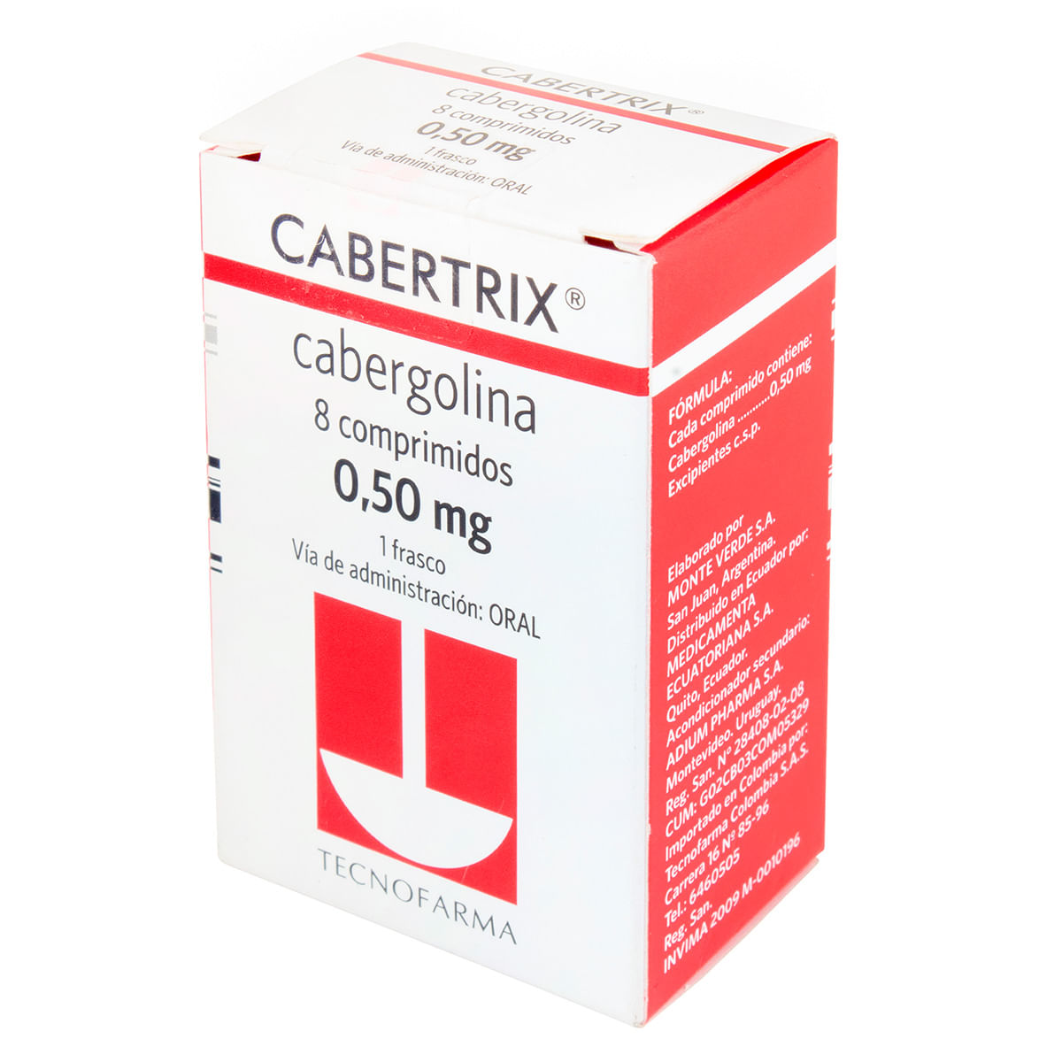 Cabertrix 0.50 Mg Tecnofarma Frasco X 8 Comprimidos.