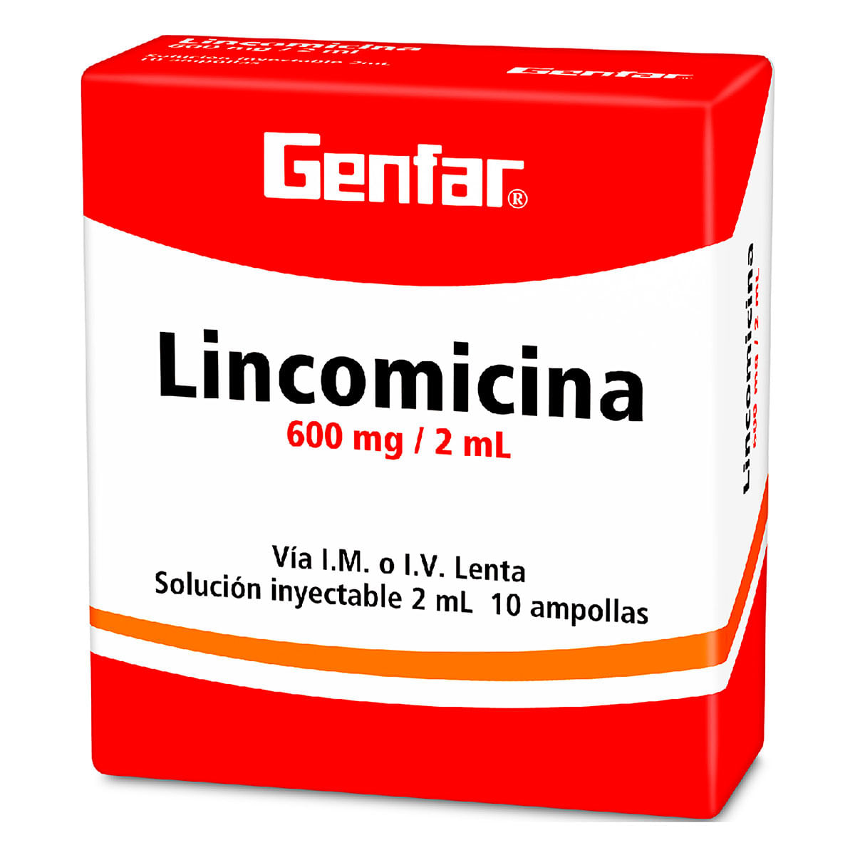 Solución Inyectable Lincomicina 600 Mg/2 mL Genfar Caja x 10 Ampollas