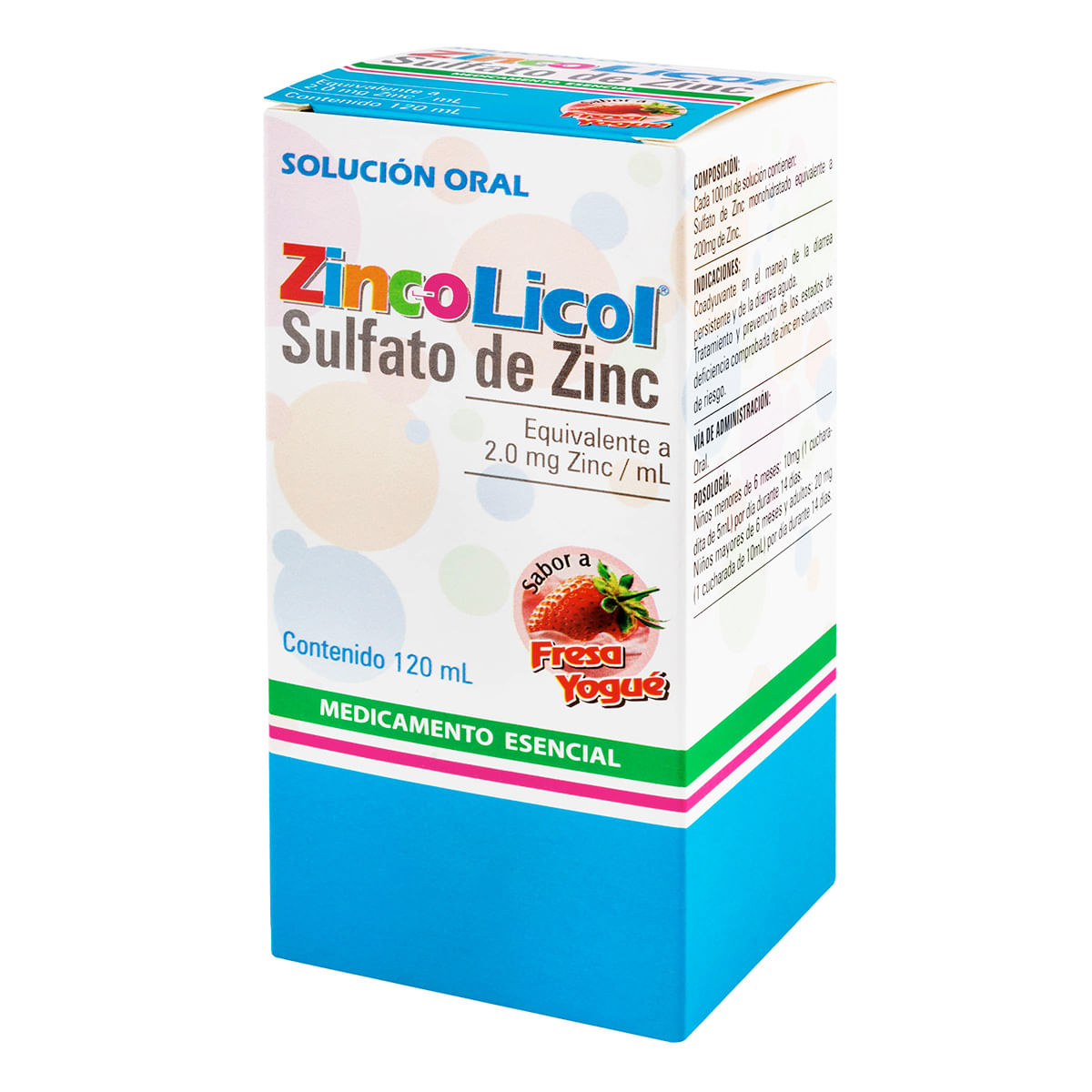 Solución Oral Zinco Licol 2.0 Mg/Ml Fresa Frasco X 120 Ml.