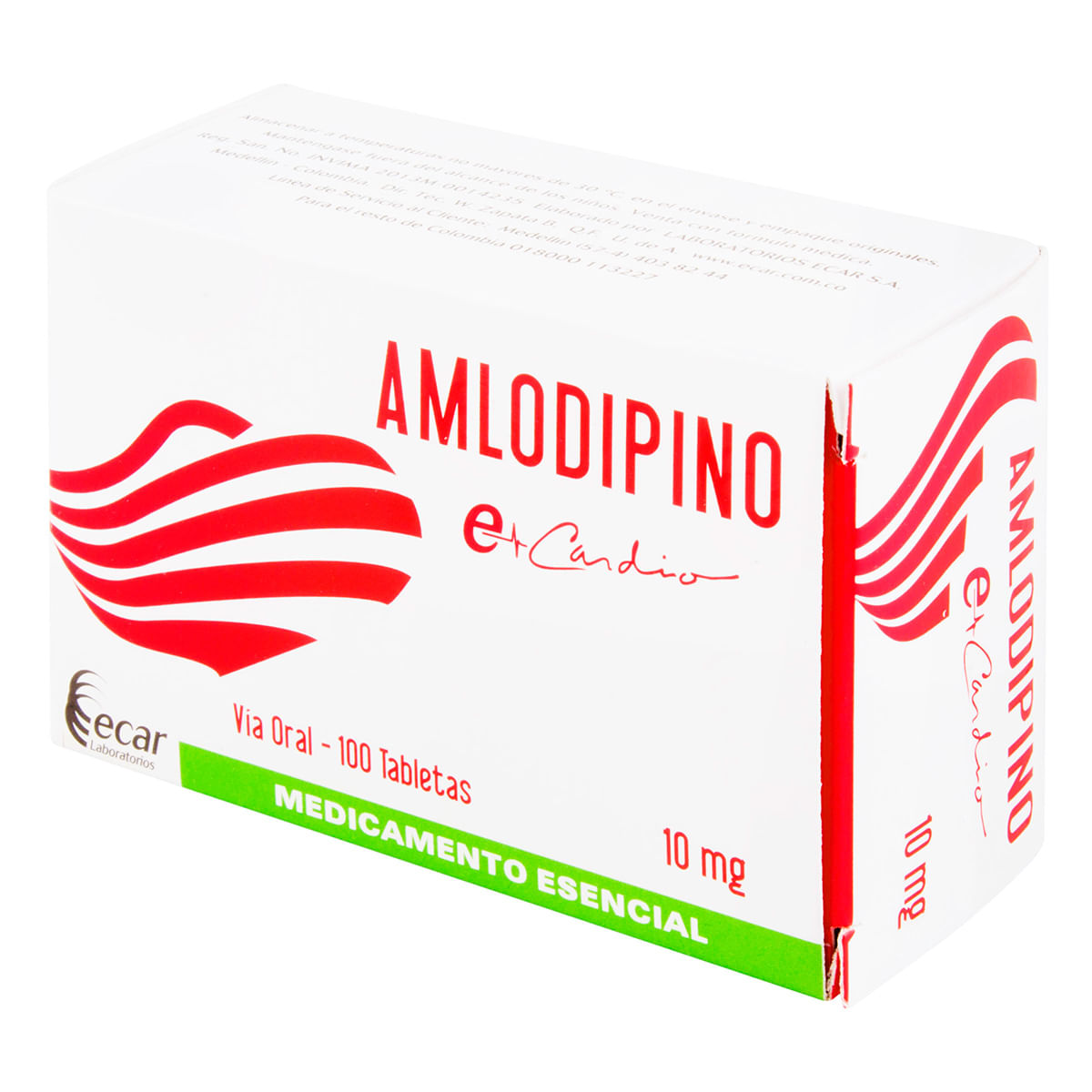 Amlodipino 10 Mg Ecar Caja X 100 Tabletas.