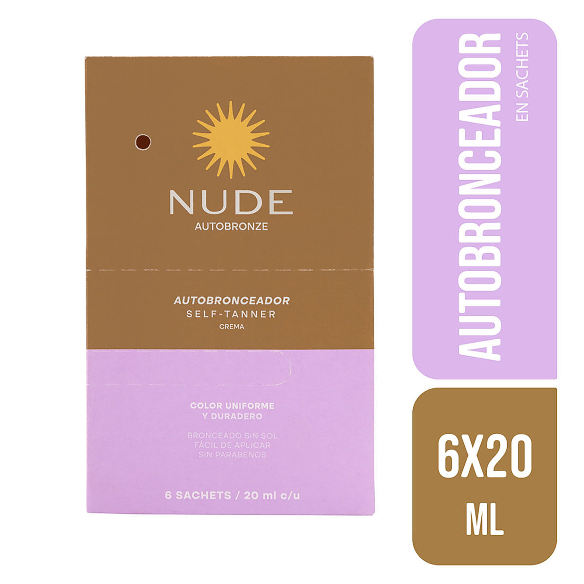 Autobronceador Nude Bronze En Crema Sobre X 20 Ml Caja X 6 Uds.