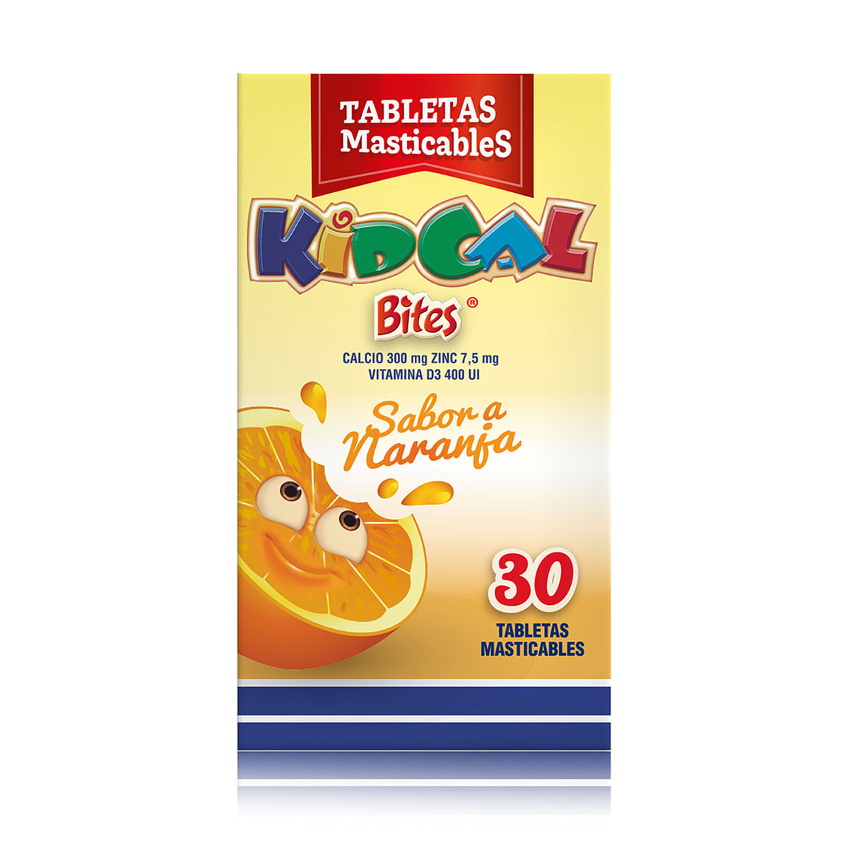 Kidcal Bites 7.5 Mg/300 Mg Naranja Caja X 30 Tabletas Masticables.