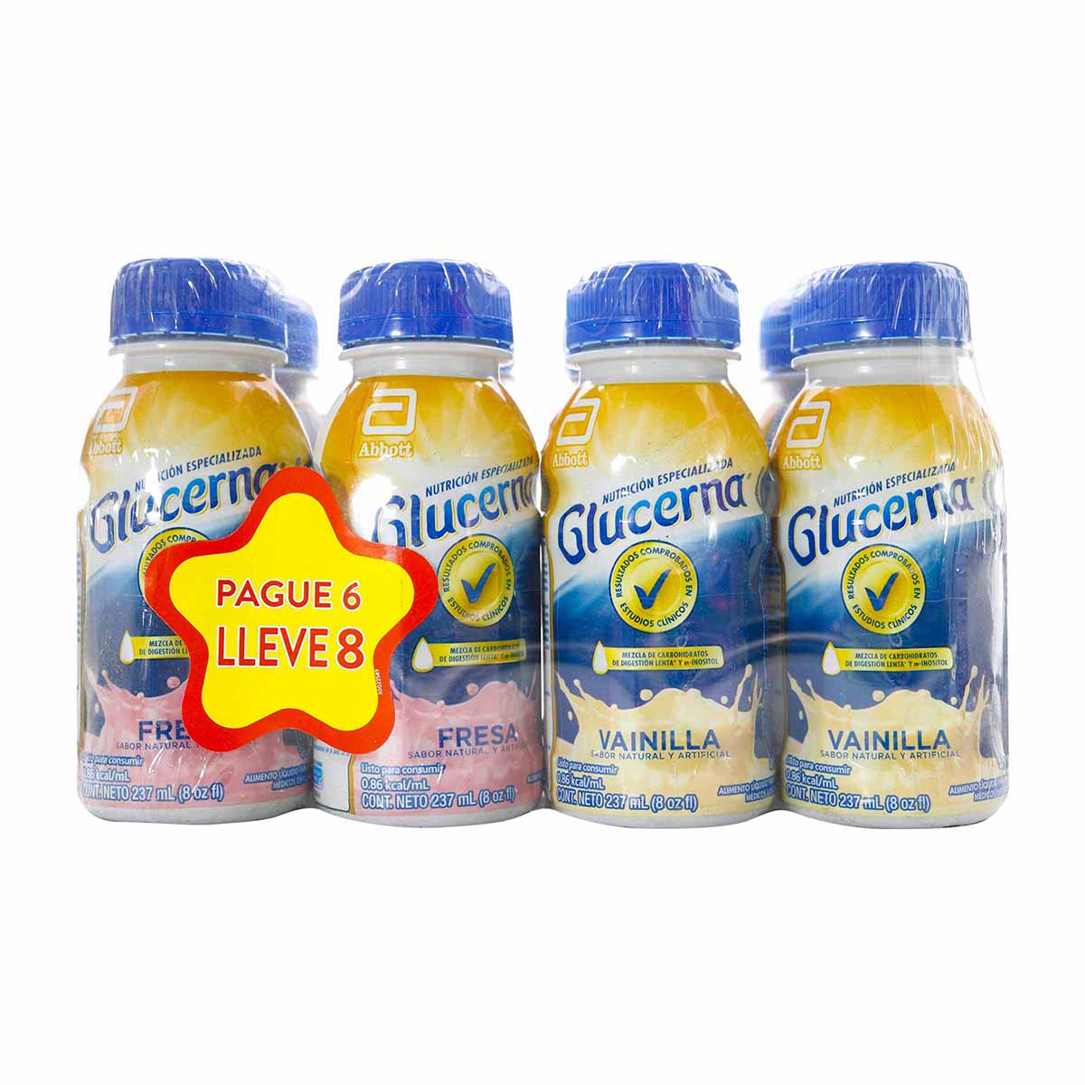 Alimento Abbott Glucerna Surtido Líquido Botella x 237 mL Empaque x 8 Uds Pague 6 Lleve 8