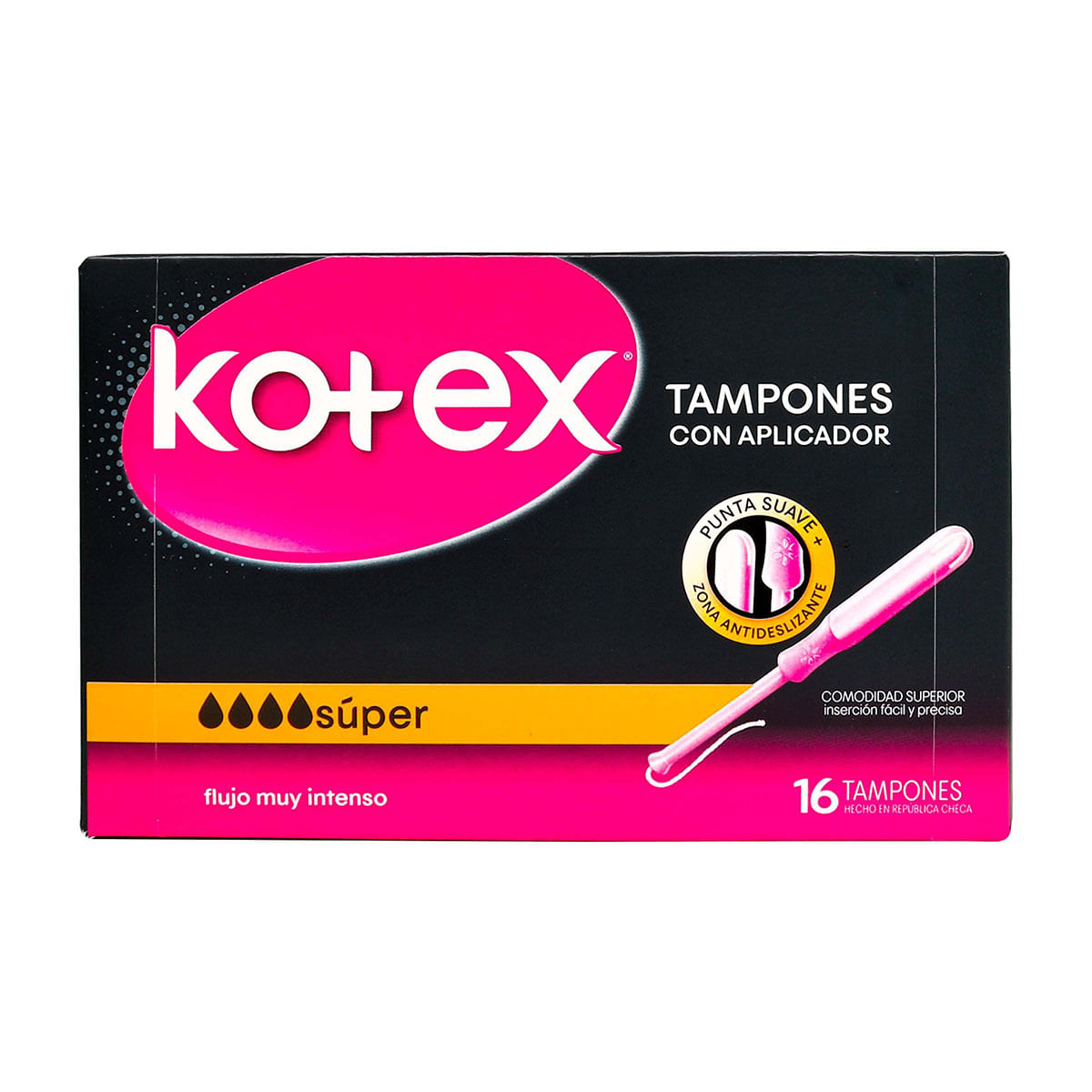 Tampón Kotex con Aplicador Súper Caja x 16 uds