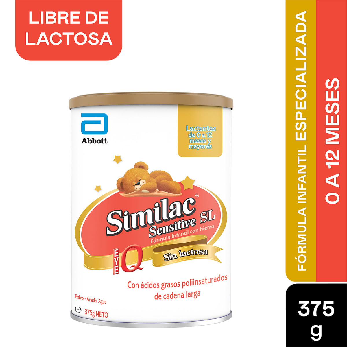 Fórmula Infantil Abbott Similac Sensitive Sin Lactosa IQ 0-12 Meses Polvo Tarro x 375 g