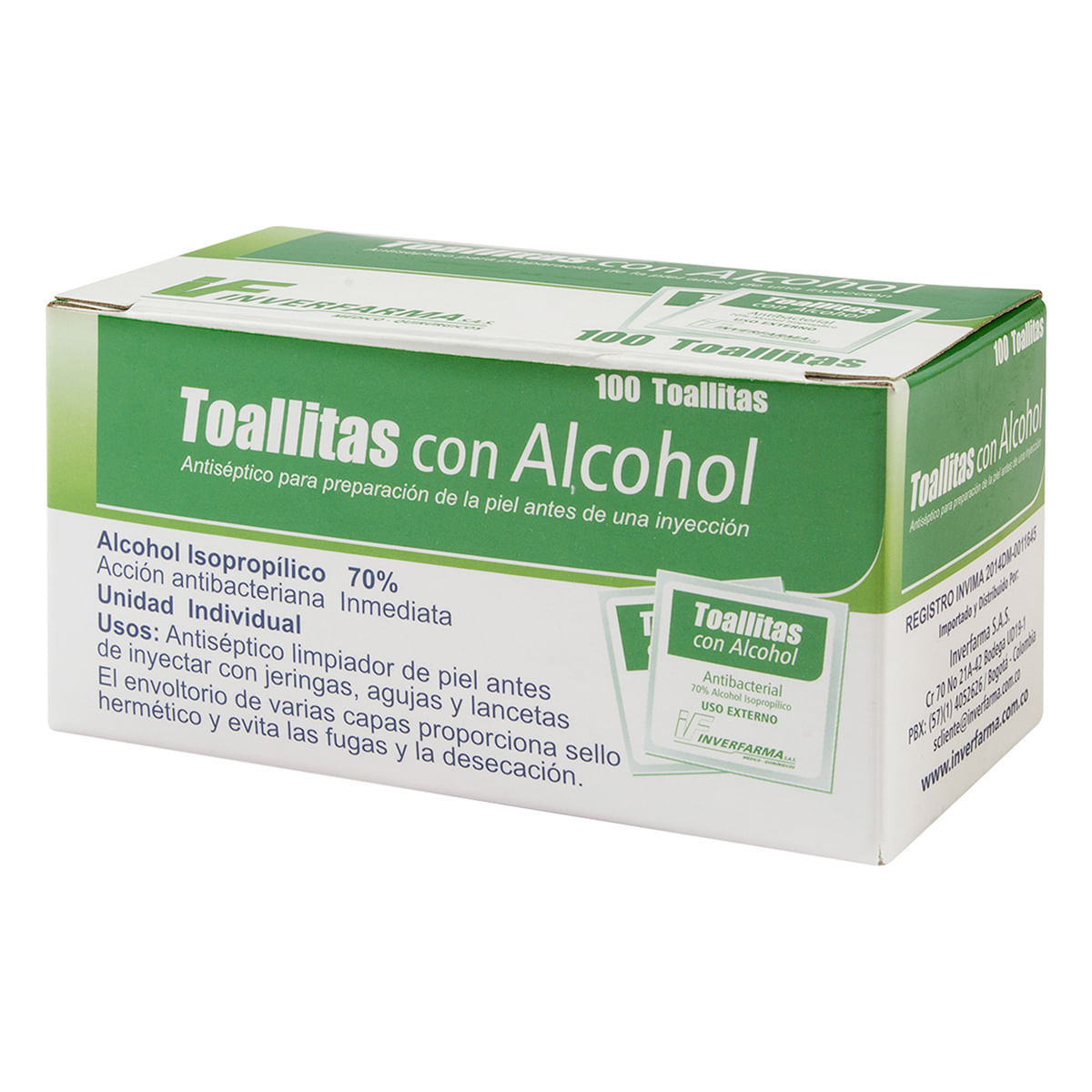 Toallitas con Alcohol Antiséptico Inverfarma Caja x 100 Uds.