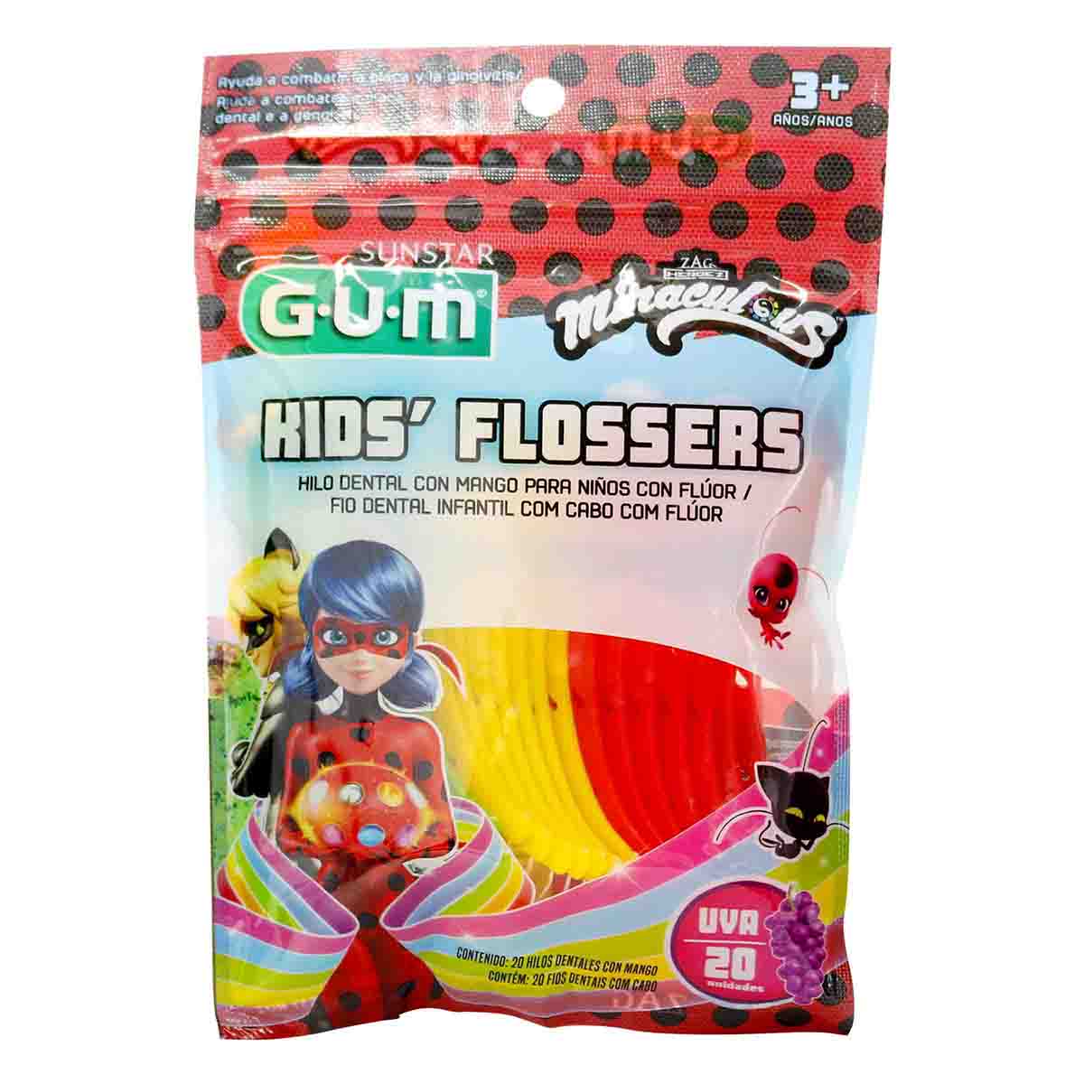 Hilo Dental Gum Kids Miraculous Paquete x 20 uds
