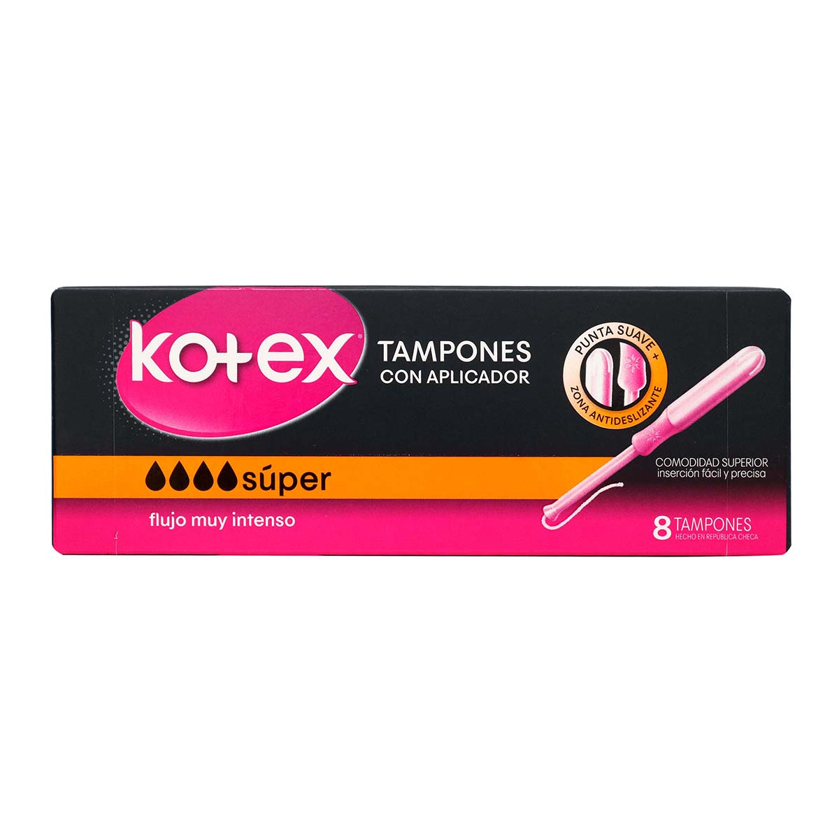 Tampón Kotex con Aplicador Súper Caja x 8 uds