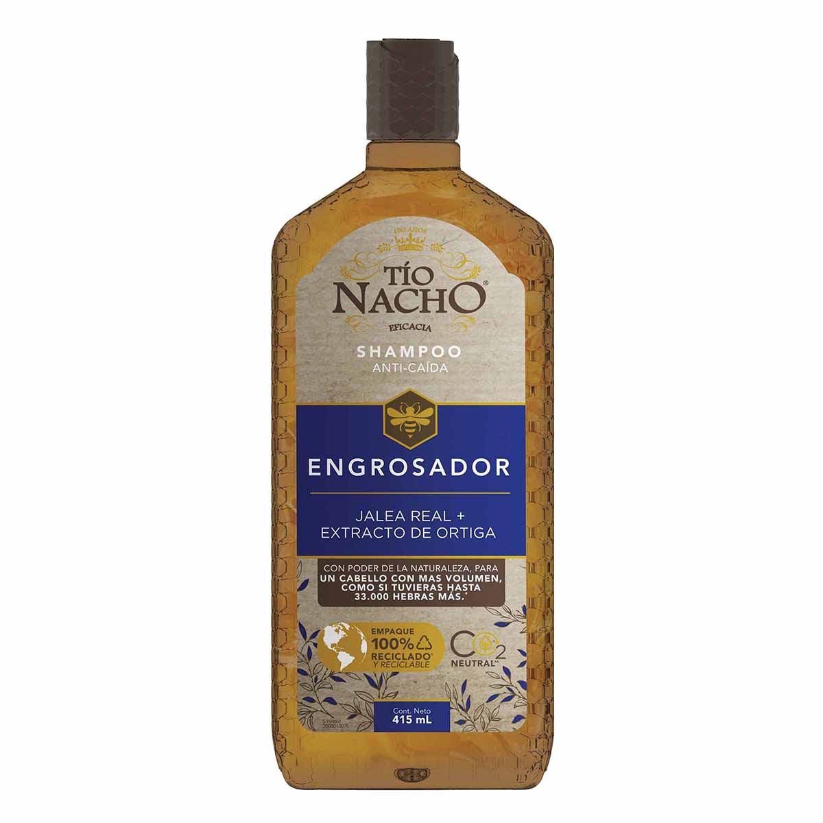 Shampoo Tío Nacho Jalea Real y Extracto de Ortiga Engrosador Frasco x 415 mL.