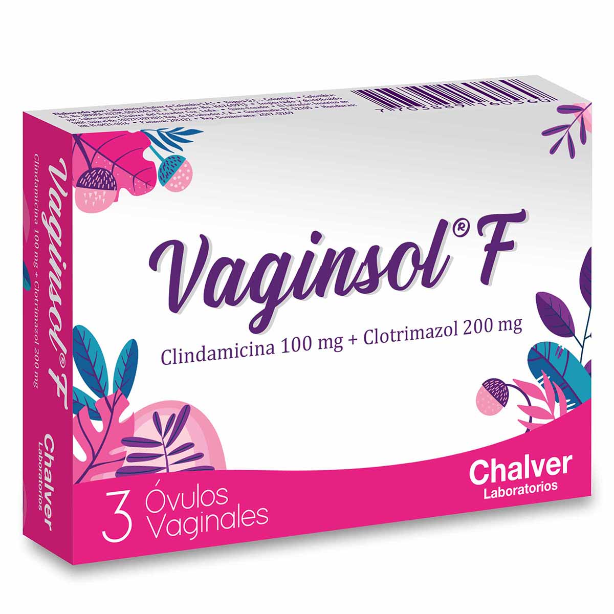 Óvulos Vaginales Vaginsol F 100 Mg/200 Mg Chalver Caja X 3 Uds + 3 Guantes.