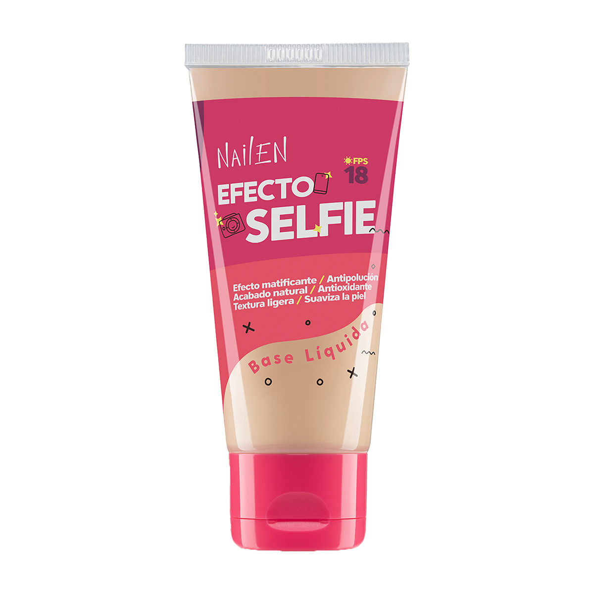 Base Liquida Efecto Selfie Fps18 Tono 3 Nailen Tubo x 30 g