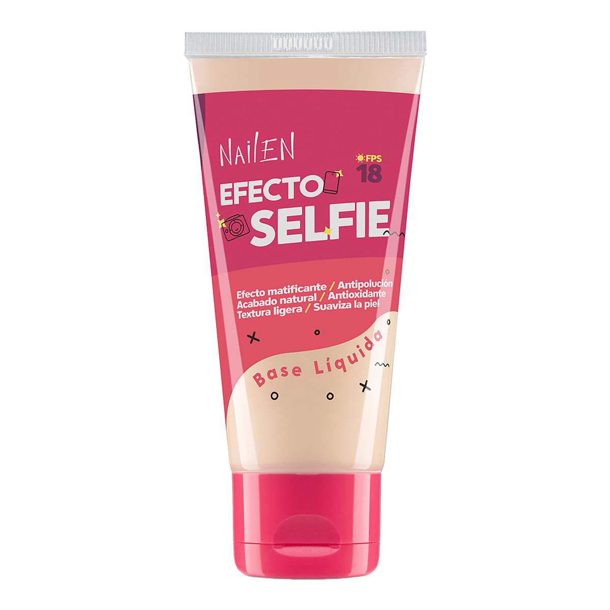 Base Liquida Efecto Selfie Fps18 Tono 1 Nailen Tubo x 30 g