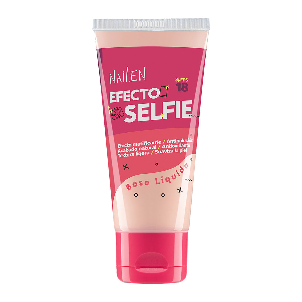 Base Liquida Efecto Selfie Fps18 Tono 2 Nailen Tubo x 30 g