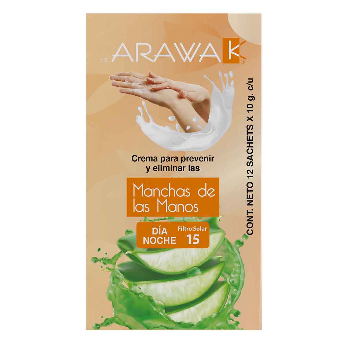 Crema Arawak Prevenir y Eliminar Manchas de Las Manos Día y Noche Sachet x 10 g Caja x 12 Uds
