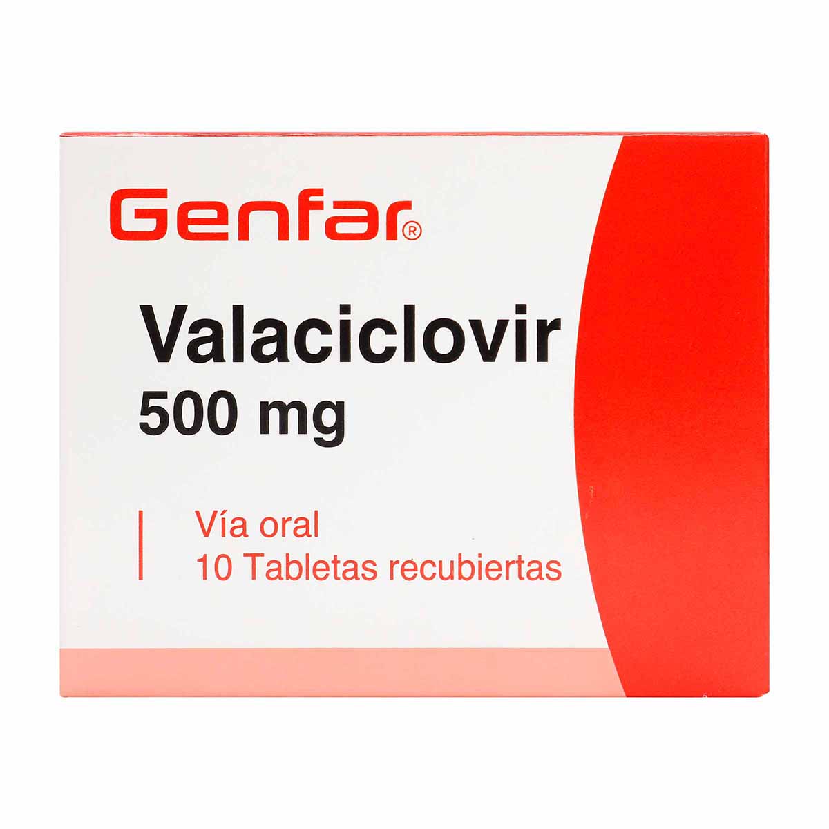 Valaciclovir 500 Mg Genfar Caja X 10 Tabletas Recubiertas.