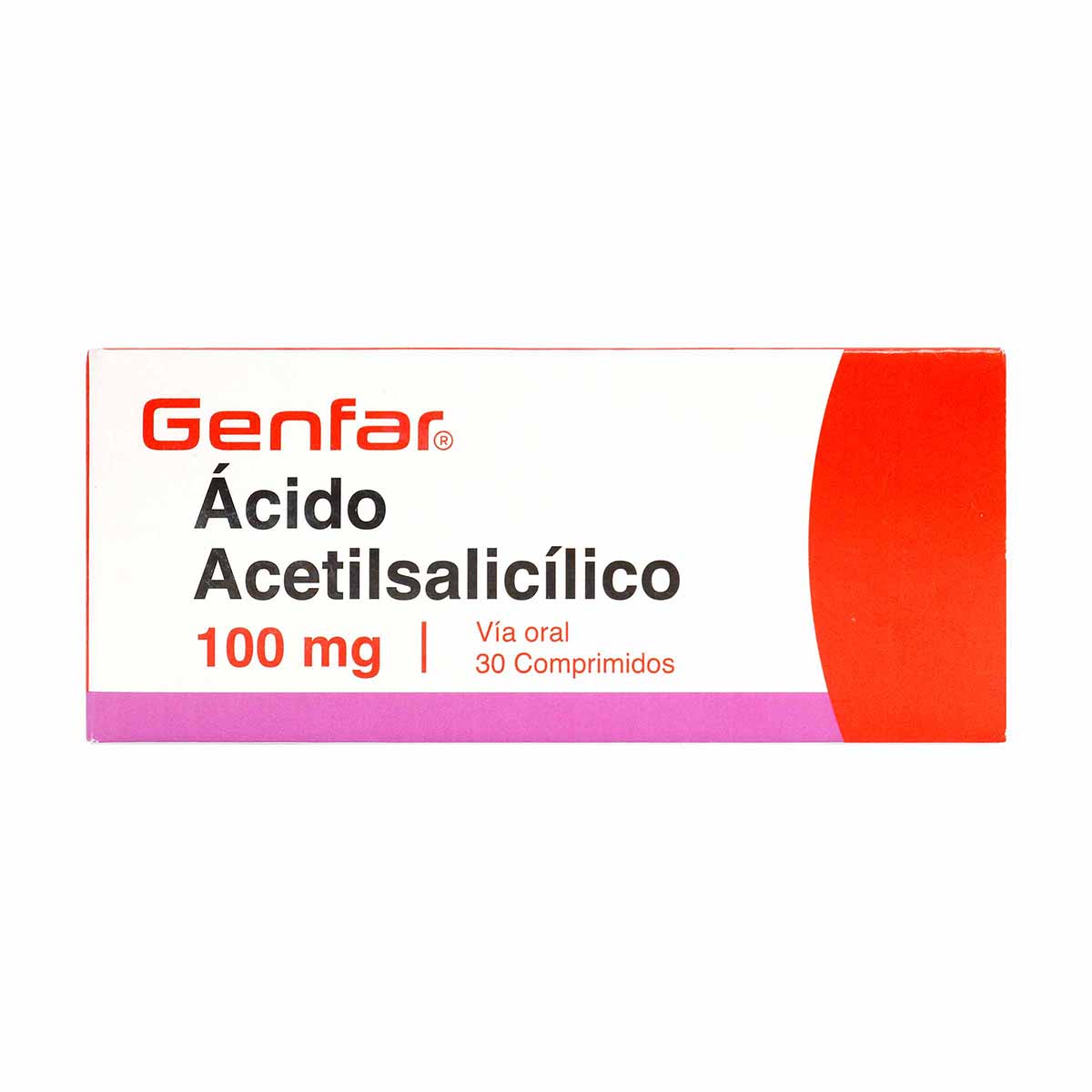 Ácido Acetilsalicílico 100 Mg Genfar Caja X 30 Comprimidos.