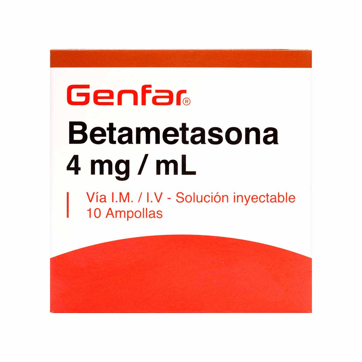 Solución Inyectable Betametasona 4 Mg/Ml Genfar Caja X 10 Ampollas.