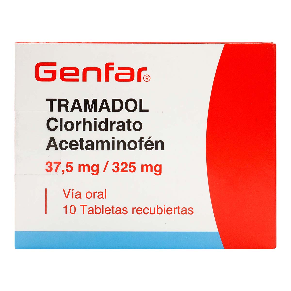 Tramadol Acetaminofén 37.5 Mg/325 Mg Genfar Caja X 10 Tabletas Recubiertas.