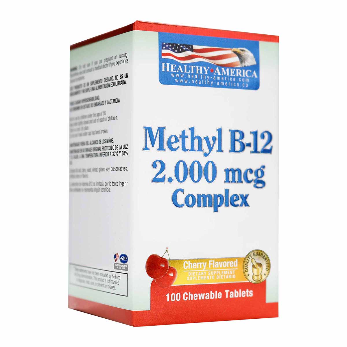 Methyl B-12 2000 MCG Complex Healthy America Caja X 100 Tabletas