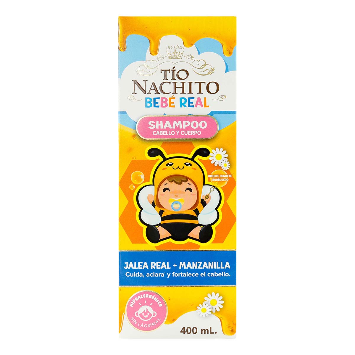 Shampoo Cabello y Cuerpo Tío Nachito Bebe Real Frasco x 400 mL