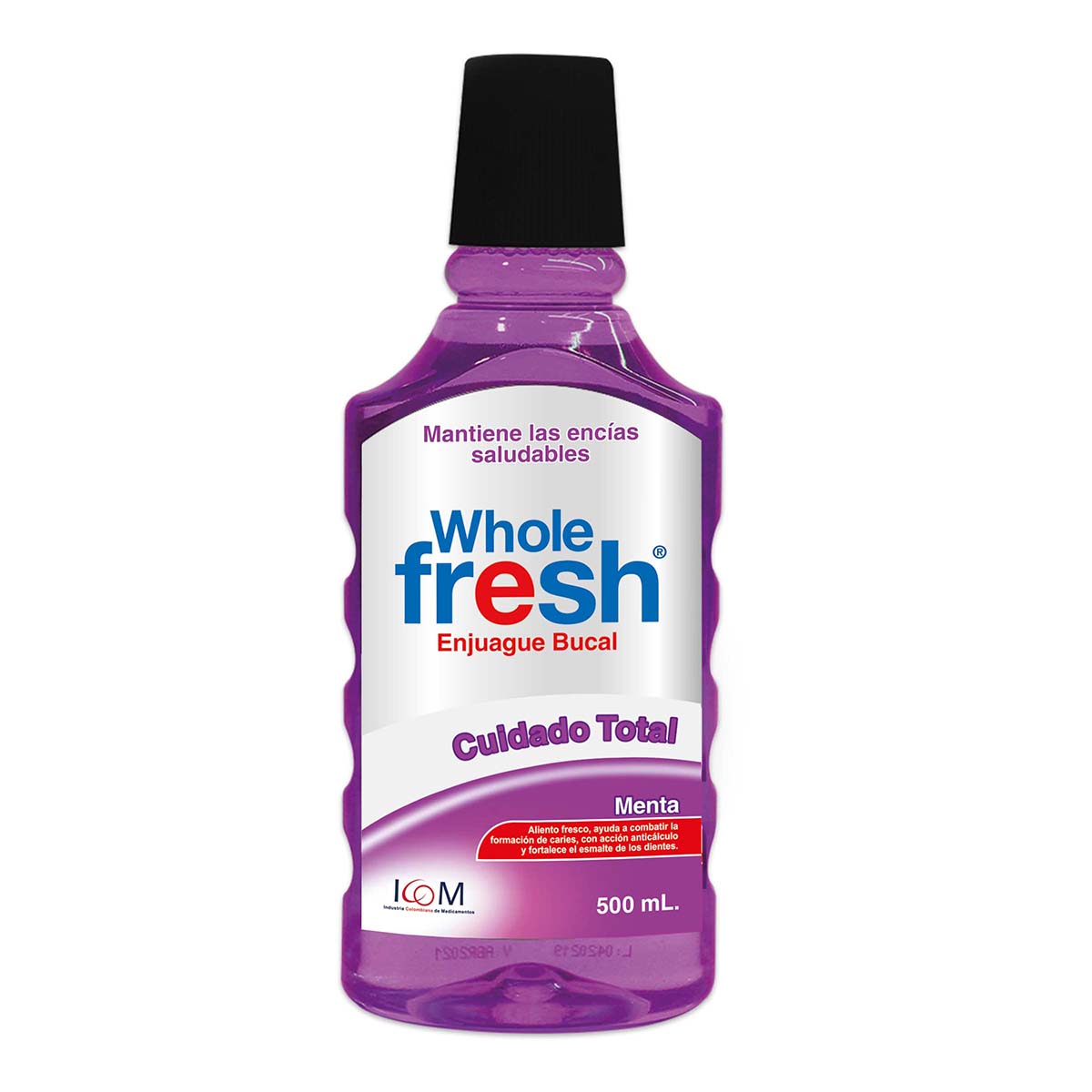 Enjuague Bucal Icom Whole Fresh Cuidado Total Frasco X 500 Ml.
