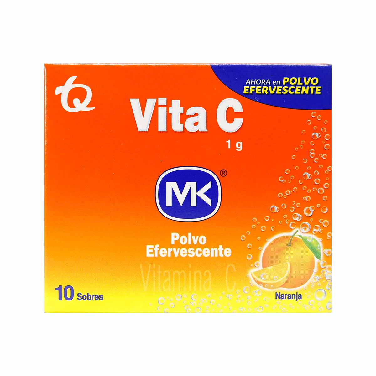 Vitamina C en Polvo Efervescente Sabor a Naranja MK Caja x 10 Sobres