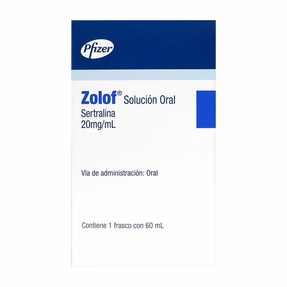 Zolof Solución Oral 20 mg/mL Pfizer Caja x 60 Mililitros