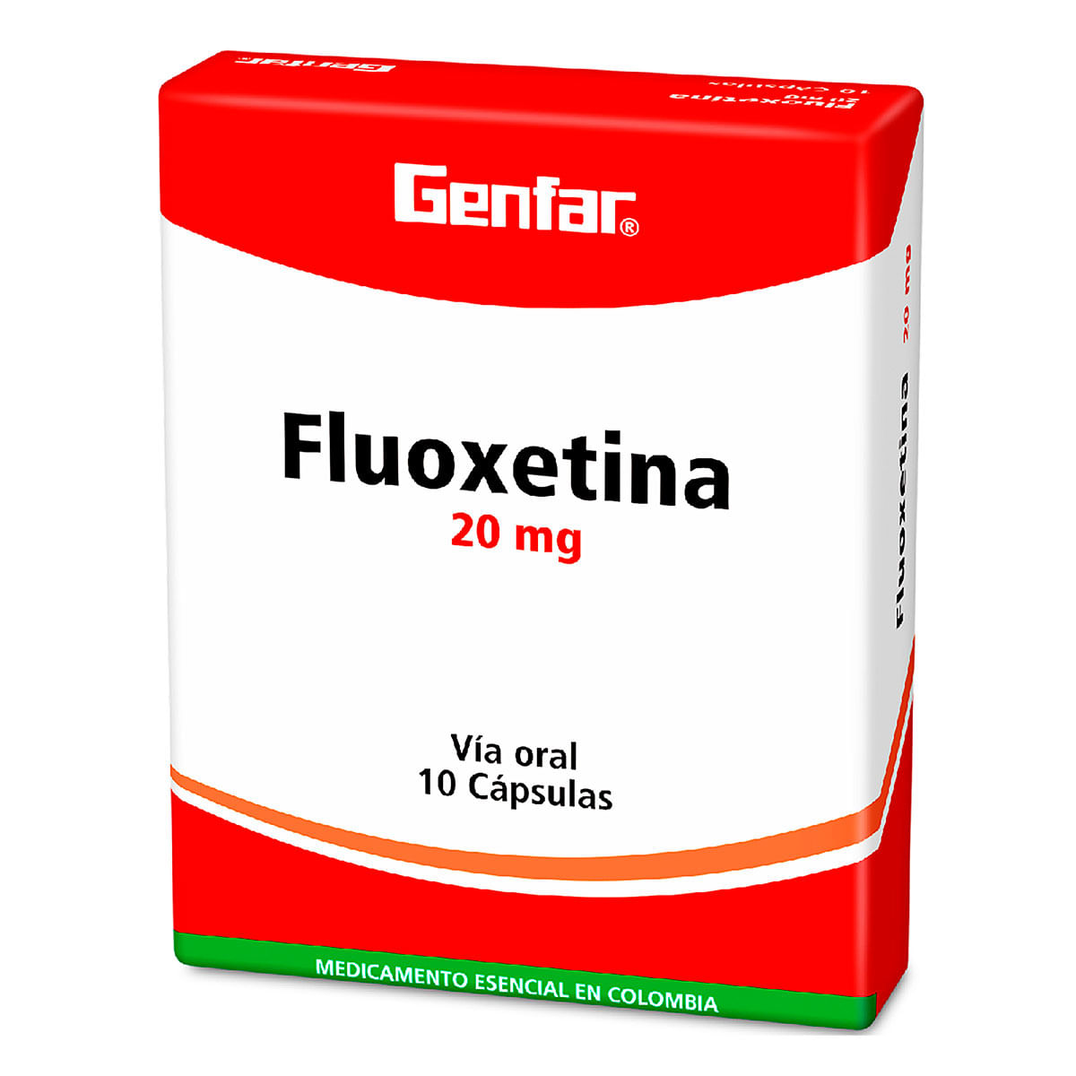Fluoxetina 20 Mg Genfar Caja X 10 Cápsulas.