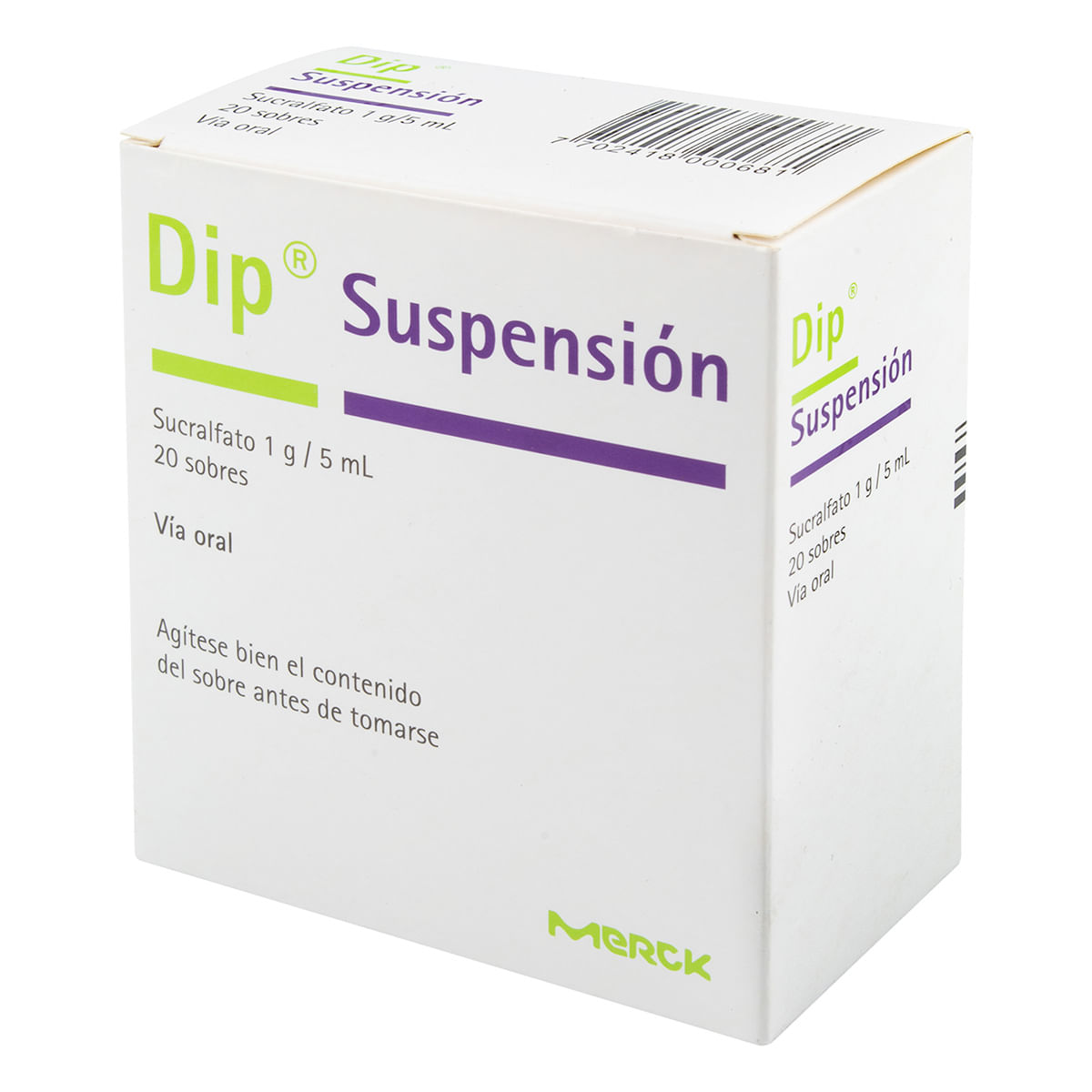 Suspensión Oral Dip 1 g/5 mL Merck Caja x 20 Sobres