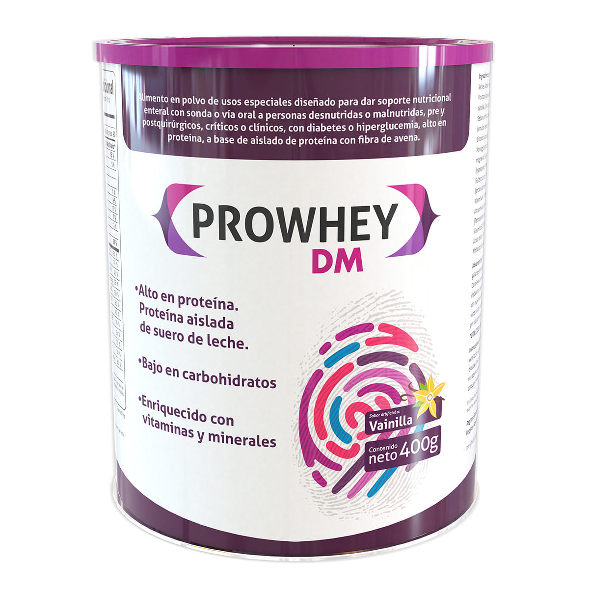 Alimento En Polvo Prowhey Dm Sabor Vainilla Tarro X 400 G.