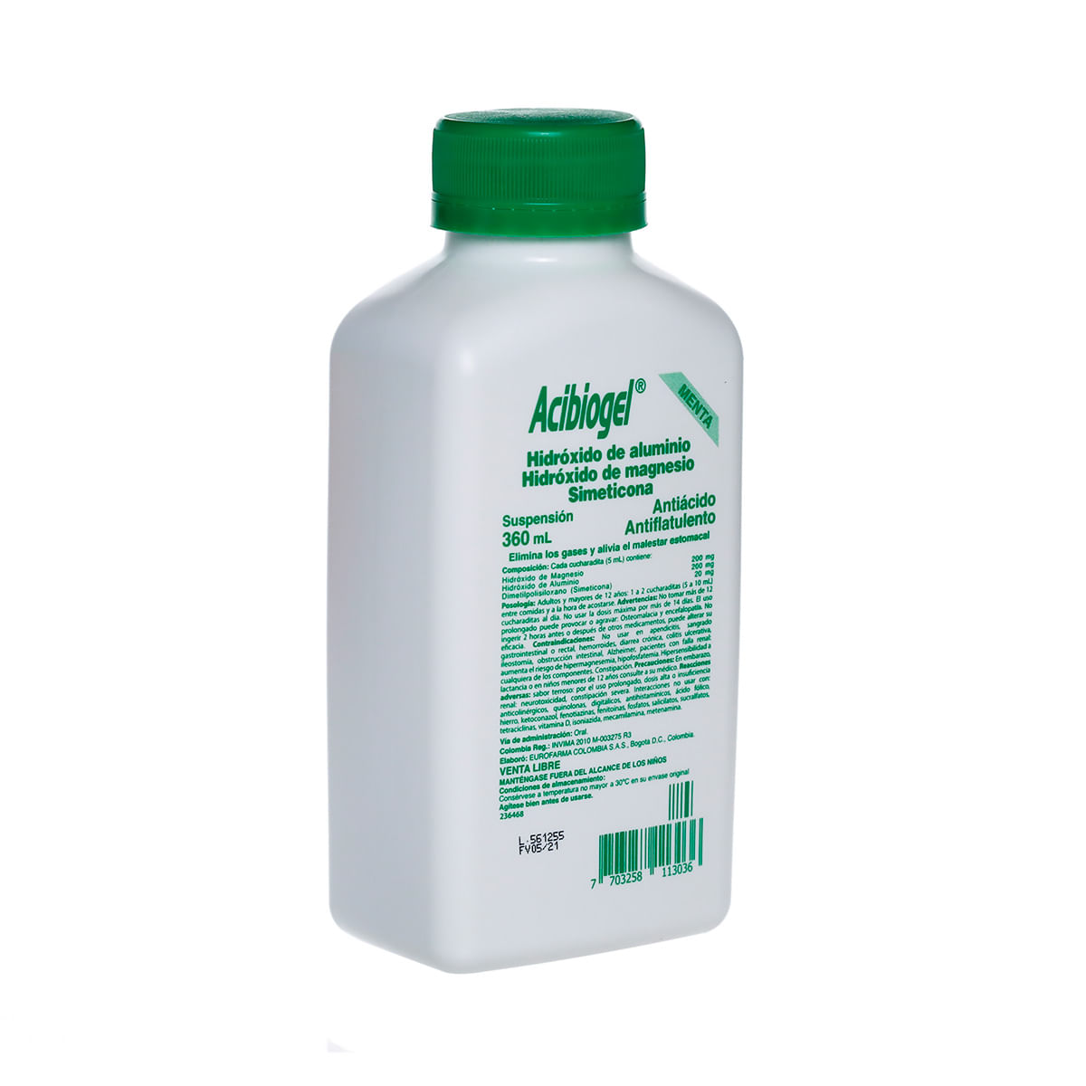 Antiácido Acibiogel Menta X 360 Ml.