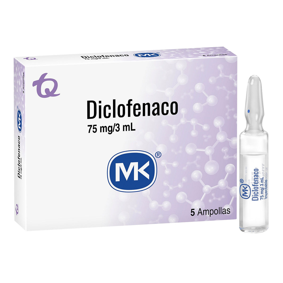 Diclofenaco 75 Mg Ampolla De 3 Ml Mk Caja X 5 Uds
