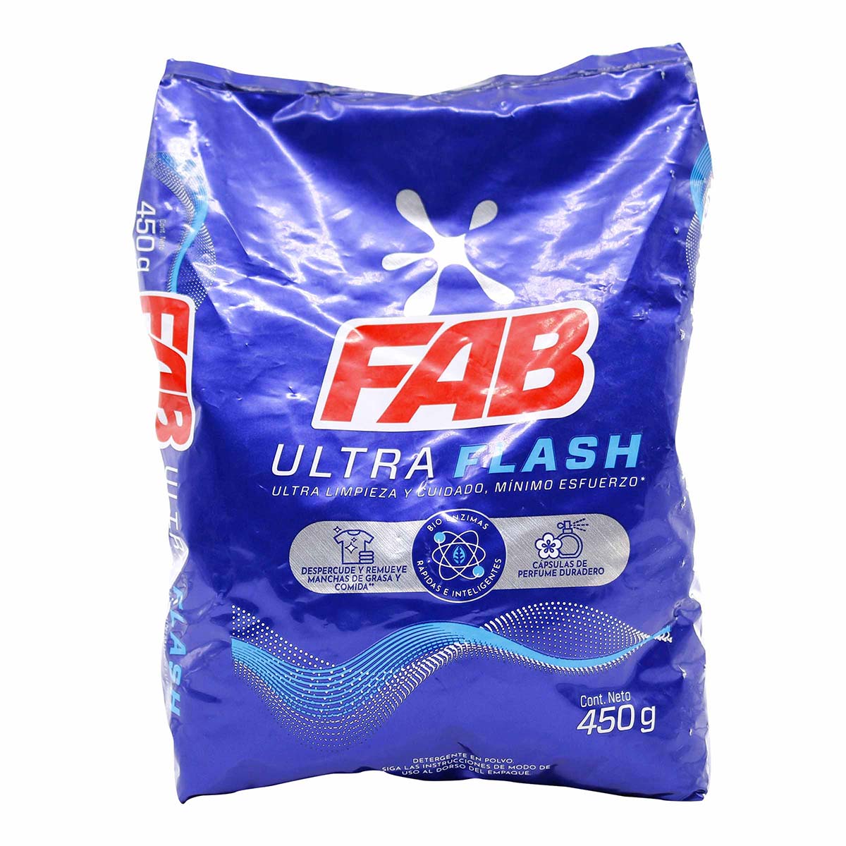 Detergente en Polvo Fab Ultra Flash Bolsa x 450 g