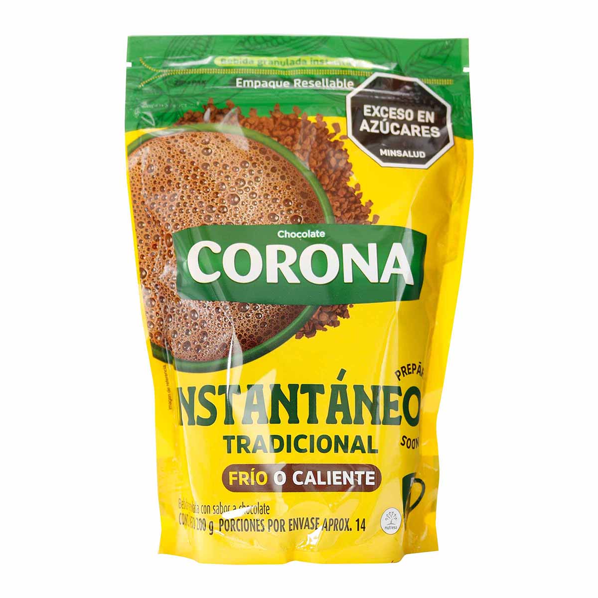 Chocolate Corona Instantáneo Tradicional Frio o Caliente Doypack x 200 g